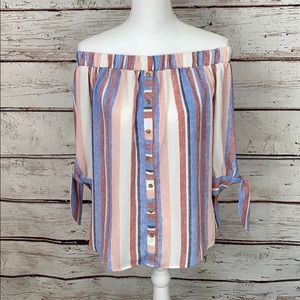 iZ Beyer Stripe Off Shoulder Top M